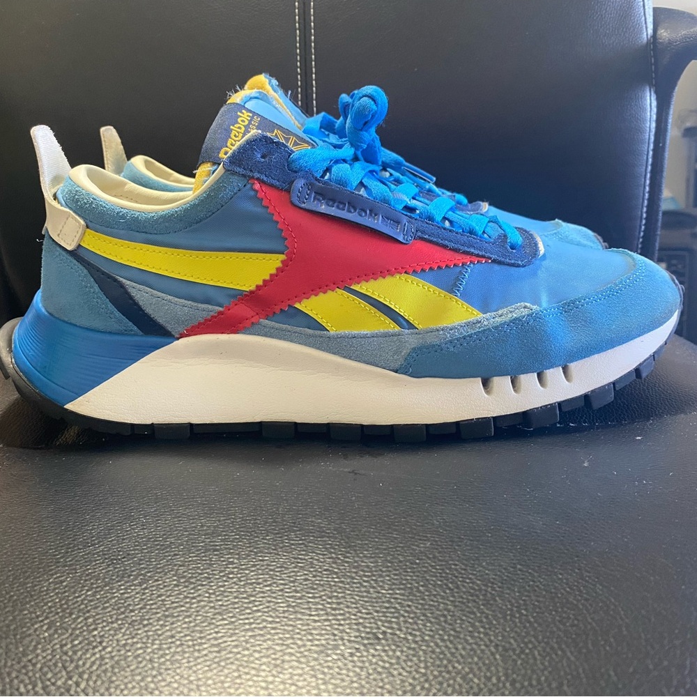 Reebok Classic Leather Legacy Sneakers Blue Red and Yellow Accents Size 11.5 - Picture 6 of 12